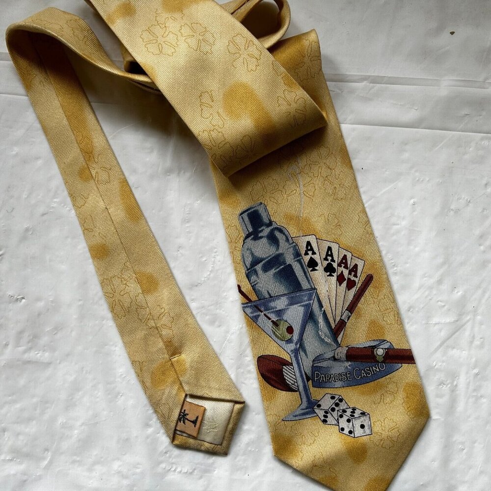 Tommy Bahama Paradise Casino 100% Silk Tie Aces Poker